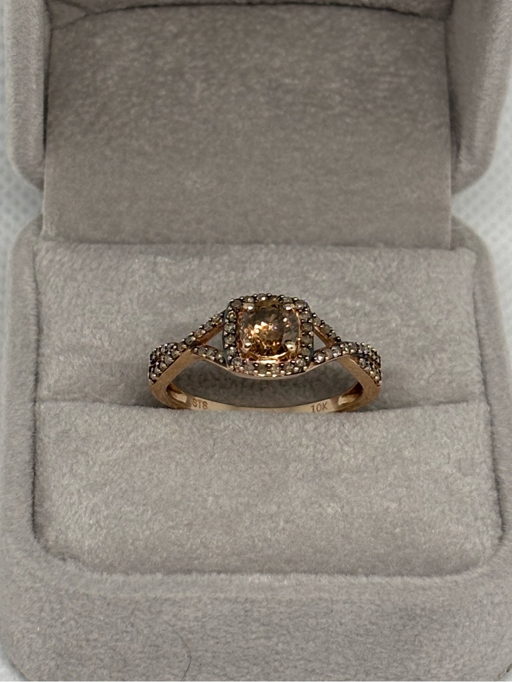 10K Rose Gold Champagne Diamond Ring, $2750 APPRAISAL, size 9